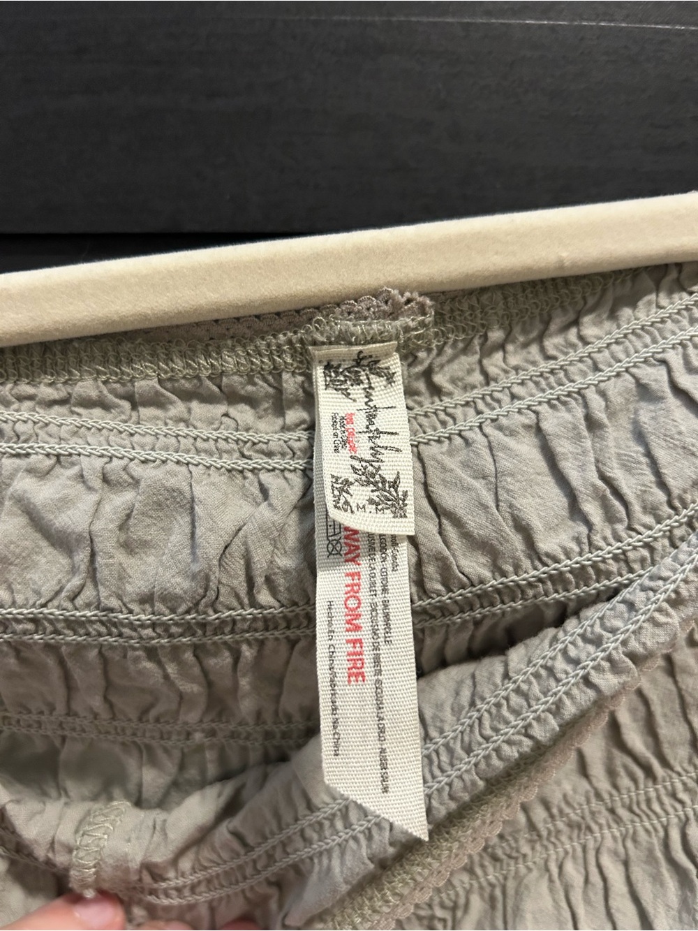 Free People Smocked Lace Trim Shorts in Light Beige - Picture 2 of 3